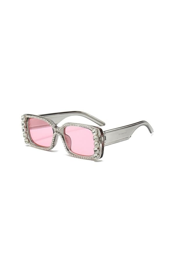 PETOLY Lunettes De Soleil Femme Sunglasses Lunettes Fête Lunettes De Soleil Carrées Élégantes Serties De Diamants Avec Montur