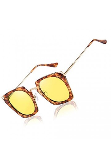 DUCO Lunettes de conduite de nuit polarisées classiques vintage Cateye Lunettes de vision nocturne anti-éblouissement pour fe