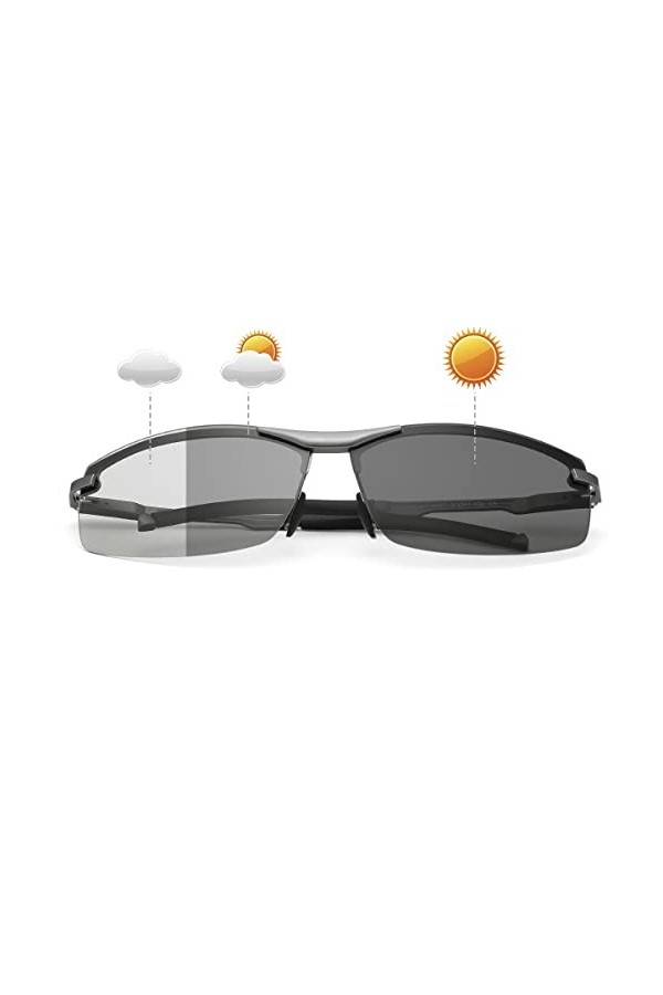 Devirld Lunettes de soleil polarisées pour homme - Lunettes de protection photochromiques pour femme - Vision nocturne - UV40