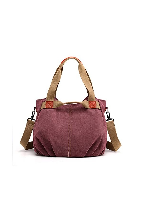 FANDARE Toile Sacoche Sac a Main Femme Sacs Cabas Portés Epaule Rétro Sac Dépaule pour Achats Fête École Voyage Travail Cros