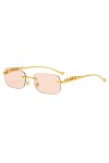XKUN Lunettes de Soleil Femme Femmes Vintage Lunettes De Soleil Square Square Métal Lunettes De Soleil Tête Léopard-Champagne