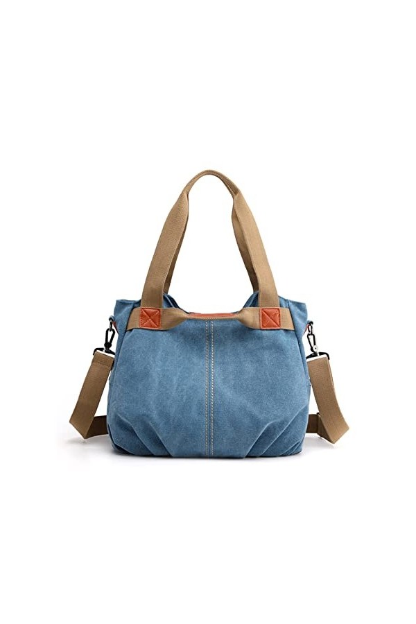 FANDARE Toile Sacoche Sac a Main Femme Sacs Cabas Portés Epaule Rétro Sac Dépaule pour Achats Fête École Voyage Travail Cros