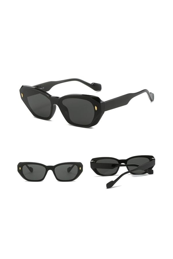 Lunettes de Soleil Femme Street Photo Petit Cadre Carré Riz Ongles Lunettes de Soleil Décontractées pour Adultes Femmes Homme