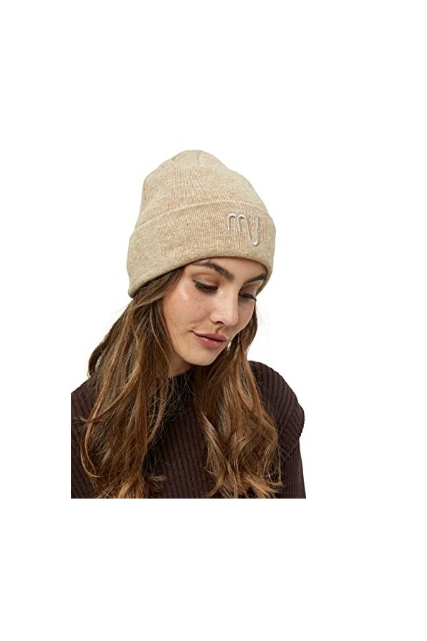 Minus Femme Lupi Knit Beanie 2 Bonnet tricot , 734 Warm sand melange, Taille unique EU