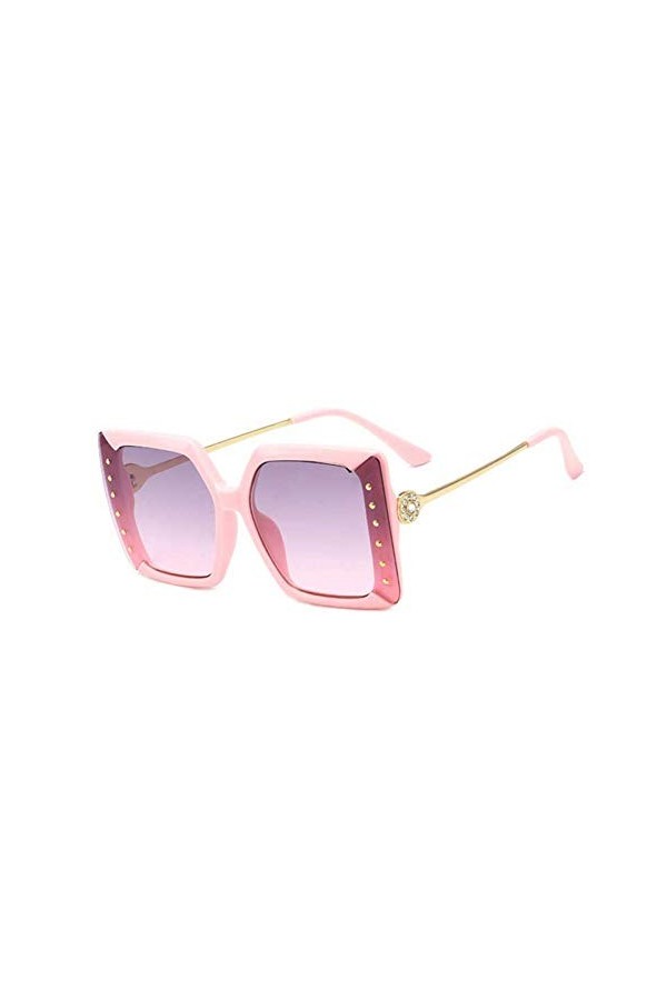 YIERJIU Lunettes Vintage rétro surdimensionné carré Lunettes de Soleil Marque Designer Mode Diamant décoration dégradé Lunett