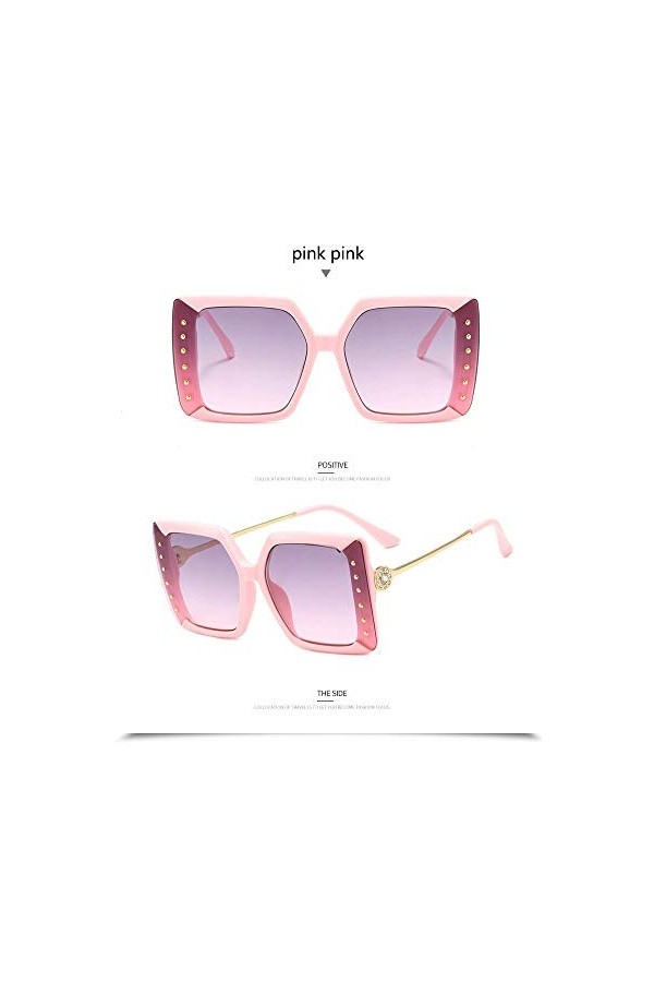 YIERJIU Lunettes Vintage rétro surdimensionné carré Lunettes de Soleil Marque Designer Mode Diamant décoration dégradé Lunett