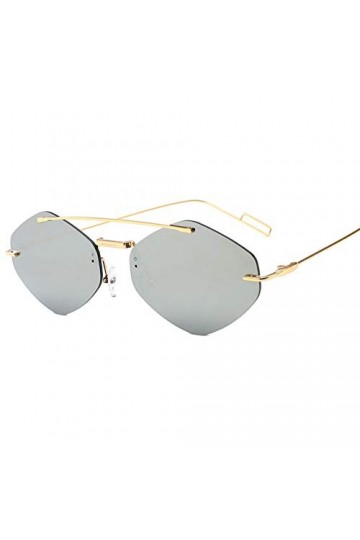 YIERJIU Lunettes sans Monture Vintage Lunettes de Soleil carrées Femmes Marque À La Mode Alliage Rouge Noir Lunettes Double F