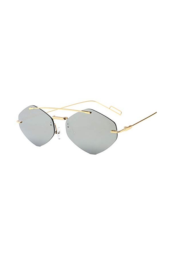 YIERJIU Lunettes sans Monture Vintage Lunettes de Soleil carrées Femmes Marque À La Mode Alliage Rouge Noir Lunettes Double F
