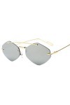 YIERJIU Lunettes sans Monture Vintage Lunettes de Soleil carrées Femmes Marque À La Mode Alliage Rouge Noir Lunettes Double F