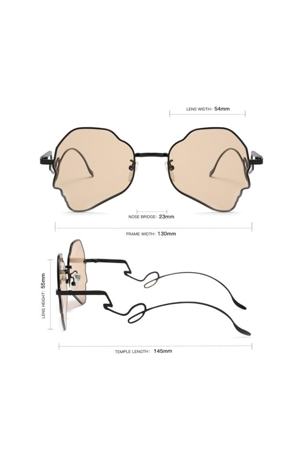MUTYNE Lunettes de soleil à monture métallique à structure ondulée pour femmes, lunettes de soleil Steampunk vintage pour hom