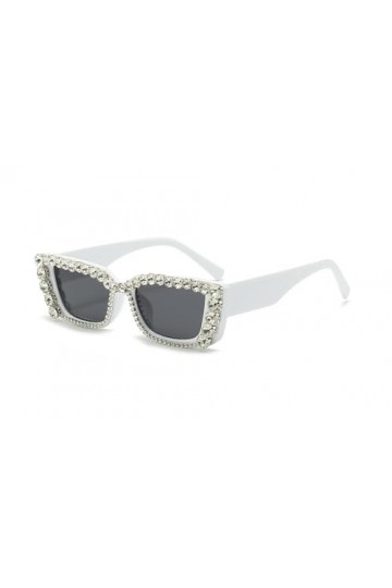 Lunettes De Soleil Femme Sunglasses Lunettes Fête Lunettes De Soleil Serties De Diamants, Petite Monture Carrée, Pleine De Di