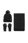 LumiSyne Hiver 3 En 1 Packs Bonnet Écharpe Et Gants Homme Femme Couleur Unie Rhombus Bonnet Tricoté Écharpe Longue Gants dÉc