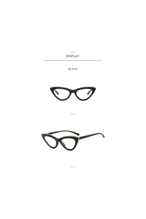 RUDELL Lunettes De Soleil Femme Monture De Lunettes Œil De Chat Simple Monture De Lunettes Élégante Pour Femme C1 Cadre Noir