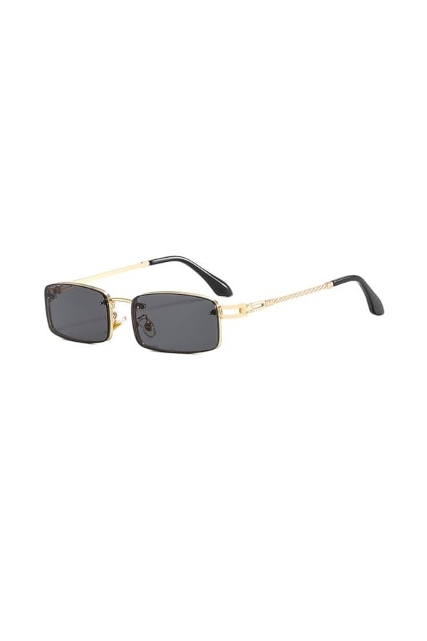 MUTYNE Petites lunettes de soleil rectangulaires pour femmes, lunettes de soleil carrées en métal pour hommes, lunettes rétro