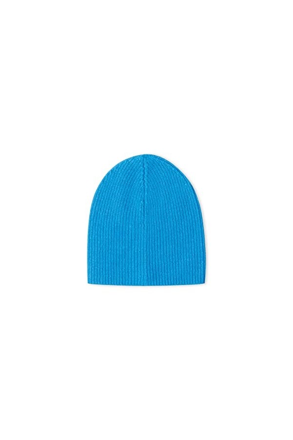 Style Republic Bonnet côtelé pour femme, 100 % cachemire, doux et extensible, chapeau chaud pour lhiver, Bleu fantaisie, 48