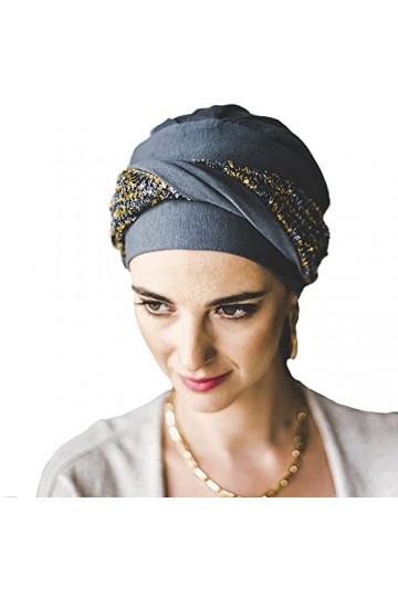 CAREBELL Elegance Tweed Ambar Turban oncologique en bambou pour chimiothérapie ou alopécie, gris, Taille Unique