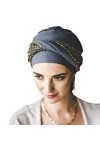 CAREBELL Elegance Tweed Ambar Turban oncologique en bambou pour chimiothérapie ou alopécie, gris, Taille Unique