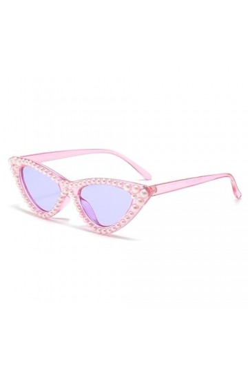 Lunettes De Soleil Femme Sunglasses Lunettes Fête Triangle Perlé Oeil De Chat Tendance Mode Lunettes De Soleil Monture Violet
