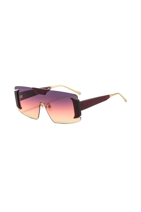 MUTYNE One Piece Lunettes de Soleil sans Monture Dames Lunettes de Soleil carrées surdimensionnées Hommes Femmes Mode Lunette
