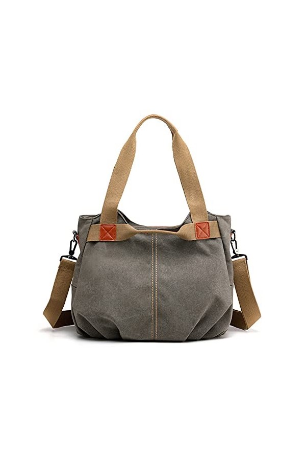 FANDARE Toile Sacoche Sac a Main Femme Sacs Cabas Portés Epaule Rétro Sac Dépaule pour Achats Fête École Voyage Travail Cros