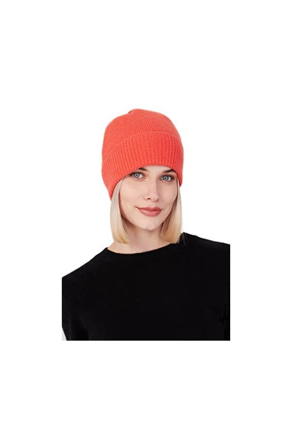Style & Republic Bonnet de sport, bonnet en 100% cachemire, taille unique avec tour de taille de 44 cm et revers de 6,5 cm, f