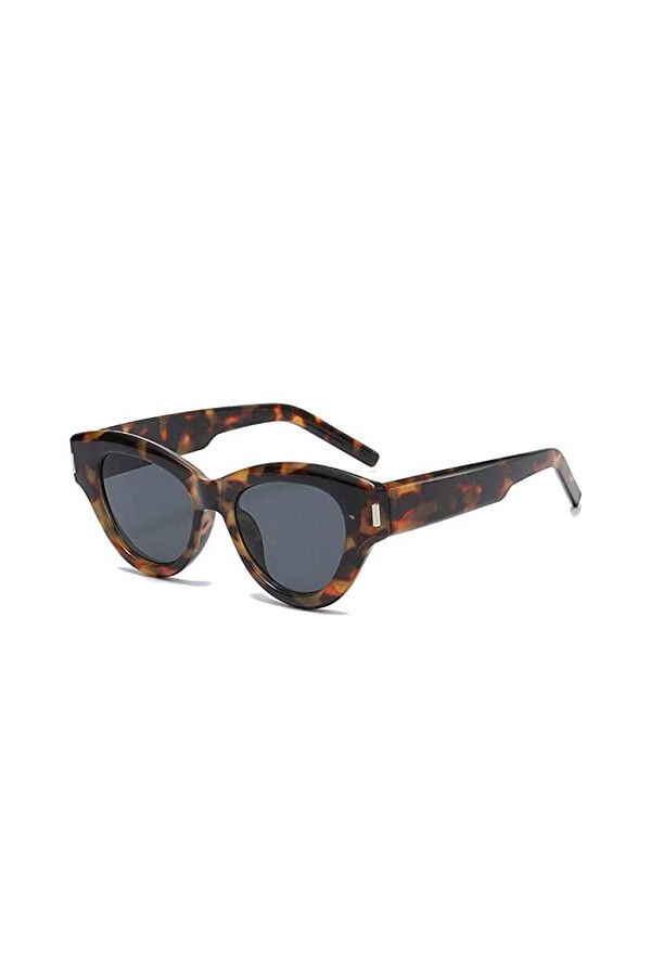 Cat Eye Femmes Lunettes de Soleil Retro Jelly Tea Shades UV400 Hommes Rivets Lunettes de Soleil,Gris Léopard,Taille Unique