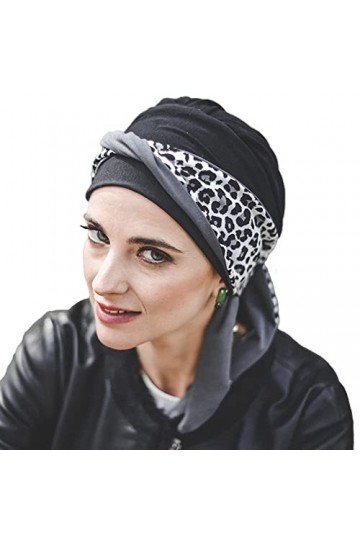 CAREBELL Smooth Paisley Black Turban Bonnet oncologique en bambou pour chimiothérapie ou alopécie, Noir , Taille Unique