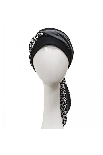 CAREBELL Smooth Paisley Black Turban Bonnet oncologique en bambou pour chimiothérapie ou alopécie, Noir , Taille Unique