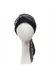 CAREBELL Smooth Paisley Black Turban Bonnet oncologique en bambou pour chimiothérapie ou alopécie, Noir , Taille Unique