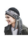 CAREBELL Smooth Paisley Black Turban Bonnet oncologique en bambou pour chimiothérapie ou alopécie, taille unique, Noir , Tail
