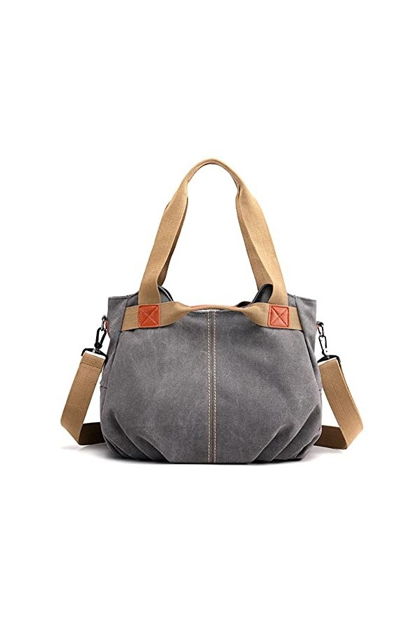 FANDARE Toile Sacoche Sac a Main Femme Sacs Cabas Portés Epaule Rétro Sac Dépaule pour Achats Fête École Voyage Travail Cros