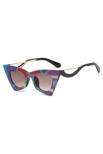 FOOOZ Lunettes de soleil yeux de chat à rayures pour femmes Lunettes de soleil punk à la mode pour femmes Lunettes de soleil 