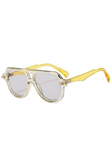 HCHES Lunettes de soleil carrées vertes pour femmes hommes lunettes de soleil nuances UV400 lunettes, jaune gris, taille uniq