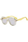 HCHES Lunettes de soleil carrées vertes pour femmes hommes lunettes de soleil nuances UV400 lunettes, jaune gris, taille uniq