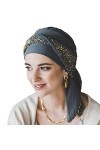 CAREBELL Smooth Tweed Ambar Turban Bonnet oncologique en bambou pour chimiothérapie ou alopécie, beige, Taille Unique