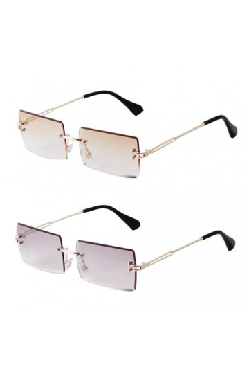 ADEWU Lunettes de soleil rectangulaires sans monture pour homme et femme - Lunettes rétro vintage UV400 - Unisexe - Ultra lég