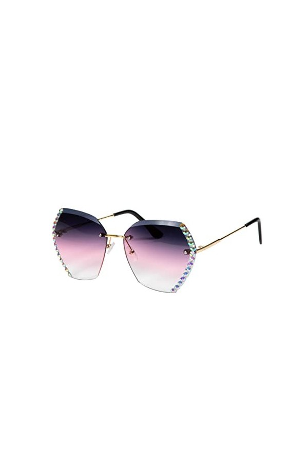 MIMIKRY Lunettes de soleil de festival extravagantes avec dégradé et strass Protection UV 400 Violet/rose