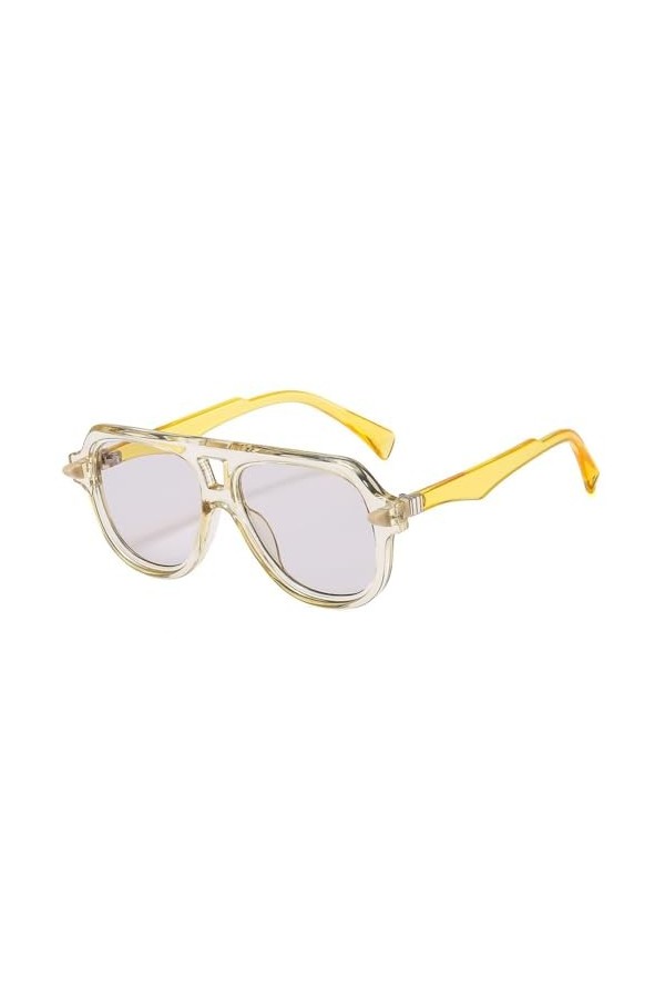 HCHES Lunettes de Soleil Femmes Rétro Dégradé Nuances UV400 Hommes Designe Rivets Lunettes de Soleil,Jaune,Taille Unique