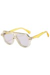 HCHES Lunettes de Soleil Femmes Rétro Dégradé Nuances UV400 Hommes Designe Rivets Lunettes de Soleil,Jaune,Taille Unique