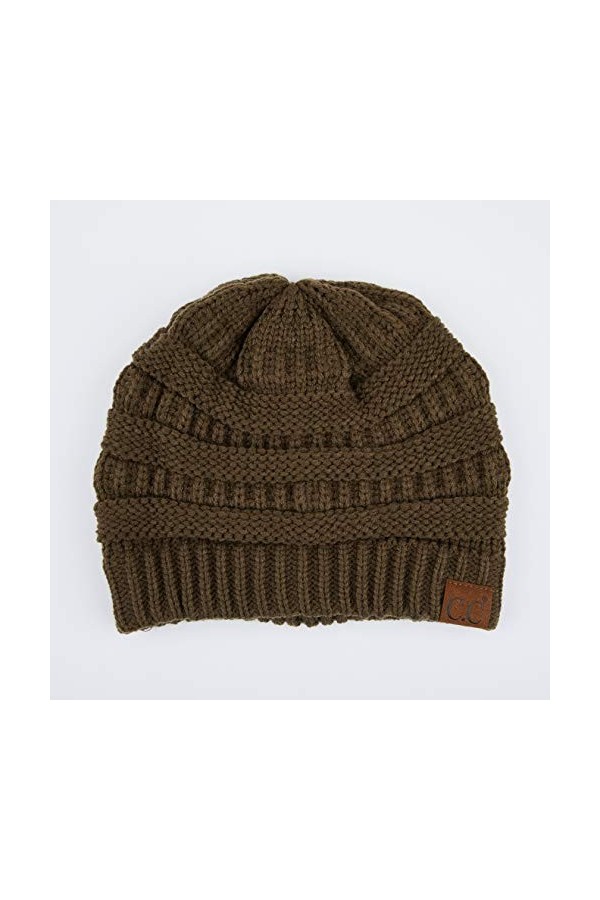 C.C Bonnet en maille torsadée épais, doux et chaud - Vert - Taille unique