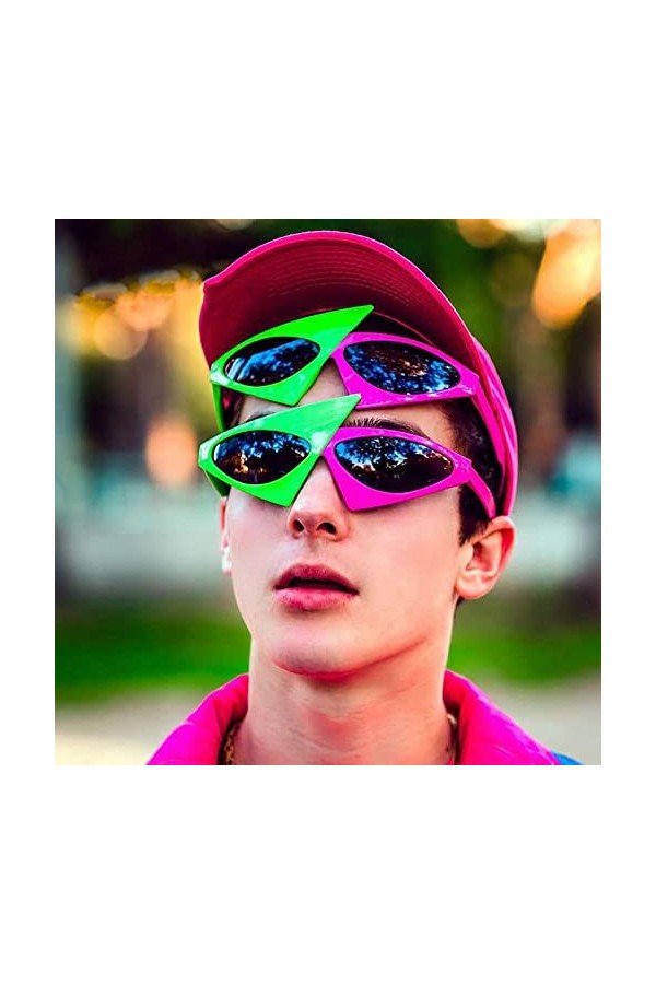 COTCLO Lunettes de soleil triangulaires ovales vertes roses rouges contrastées lunettes de soleil hommes et femmes lunettes d