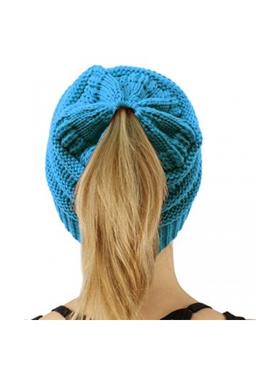 CC Bonnet extensible en tricot doux pour queue de cheval - Vert - Taille unique