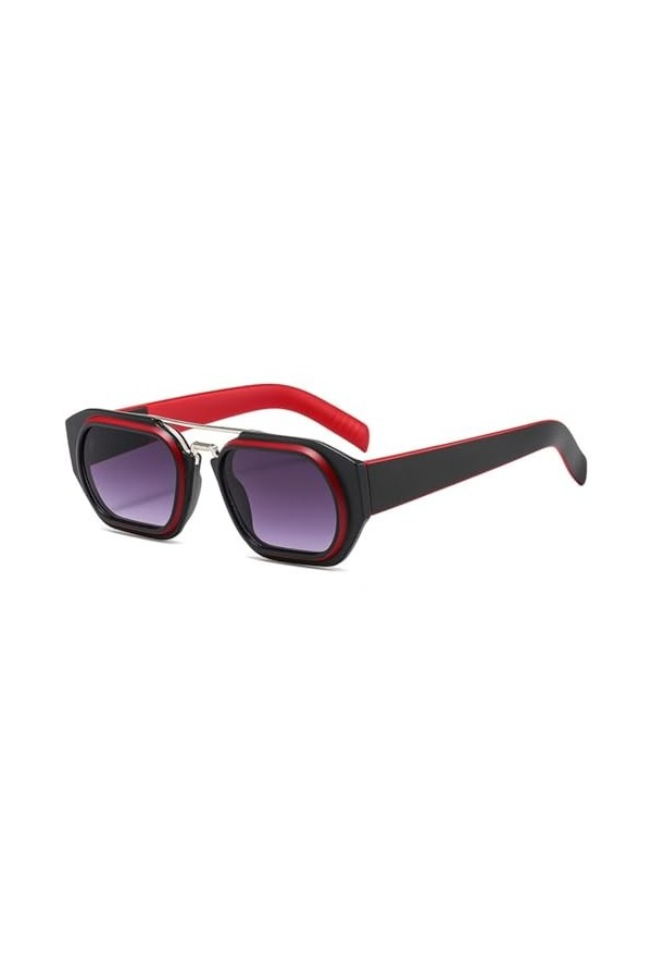 HCHES Lunettes de Soleil carrées Femmes Vintage Shades Hommes Lunettes de Soleil UV400 Lunettes, Rouge, Taille Unique