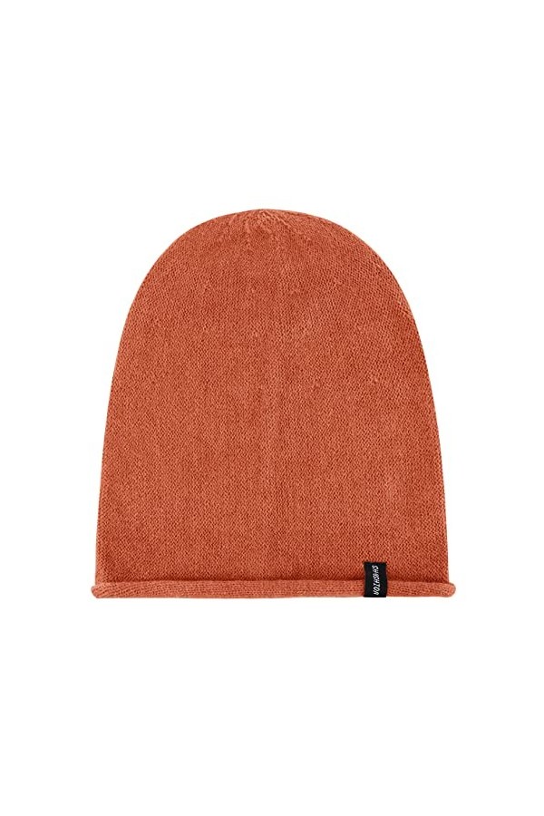 Komorebi Bonnets souples pour femme en tricot chaud pour lhiver en laine cachemire tête de mort, Orange, Taille unique