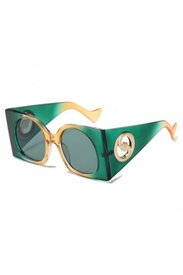 HCHES Lunettes de soleil surdimensionnées pour femmes, lunettes de soleil carrées punk pour hommes, grande monture verte, UV4