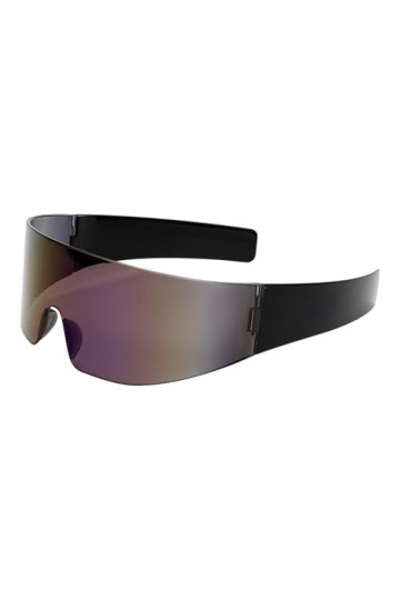 HPIRME Lunettes de soleil punk de sport surdimensionnées pour femmes et hommes, lunettes de soleil sans monture, lunettes UV4