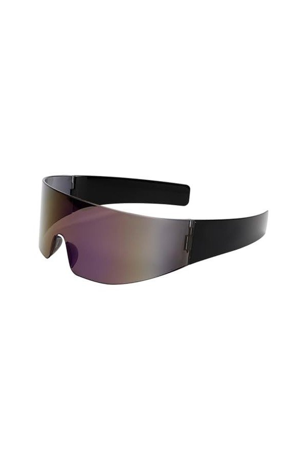 HPIRME Lunettes de soleil punk de sport surdimensionnées pour femmes et hommes, lunettes de soleil sans monture, lunettes UV4