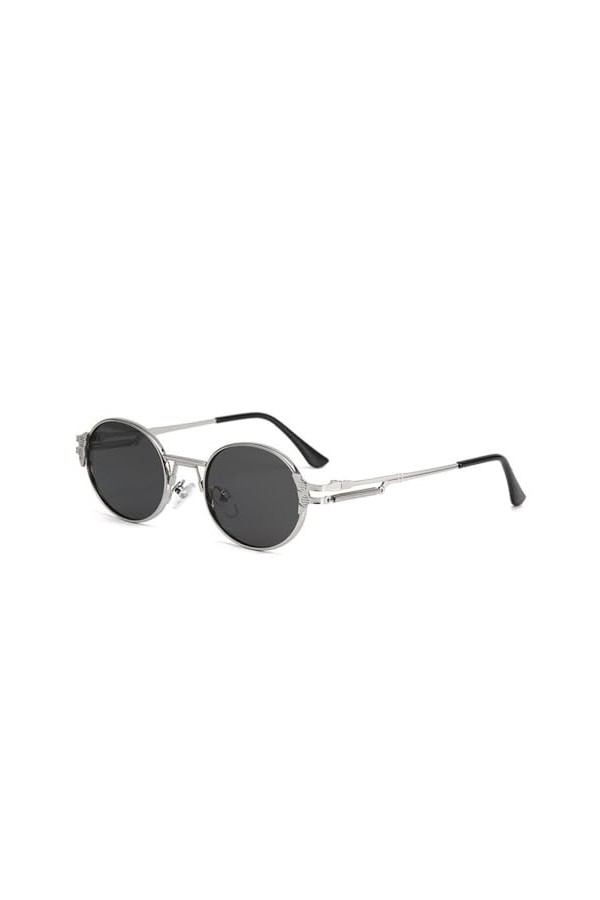 Lunettes de Soleil de Lunettes de Soleil en métal rétro à Monture Ronde pour Hommes et Femmes,1,Taille Unique