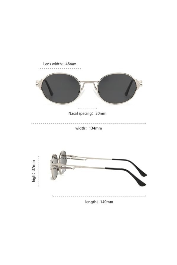 Lunettes de Soleil de Lunettes de Soleil en métal rétro à Monture Ronde pour Hommes et Femmes,1,Taille Unique