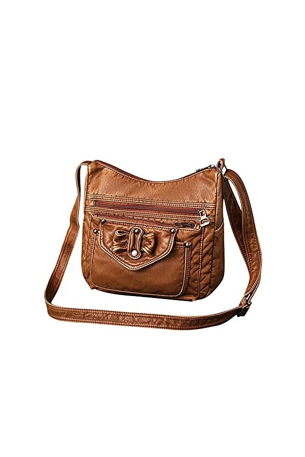 FANDARE Ultra-Doux Sacoche Rétro Sacs Portés Epaule Femme Sac Dépaule Cuir PU Étanche pour Achats Fête École Voyage Crossbod